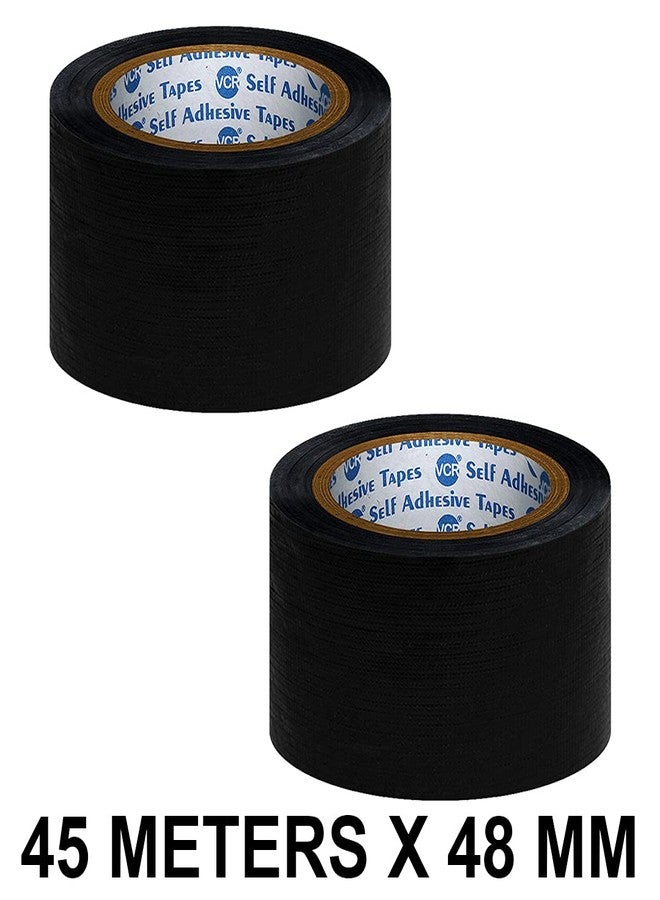 VCR Black Duct Tape - 45 Meters in Length 48mm / 2" Width - 2 Rolls Per Pack - Strong Book Binding Tape - Waterproof Heavy Duty Duct Tape - Image 2